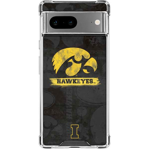 University of Iowa Hawkeyes Distressed Logo Google Pixel 7a Clear Case